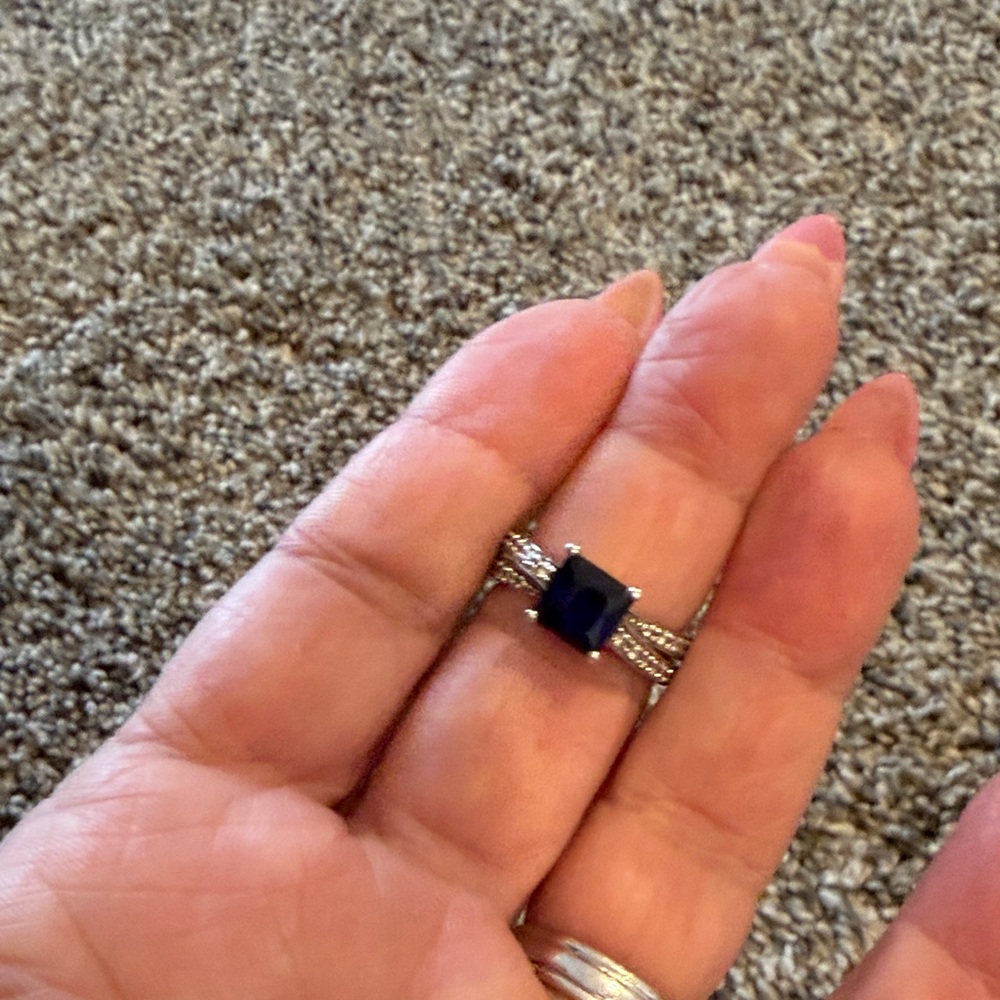 Elegant Sterling Silver and Blue Stone Ring